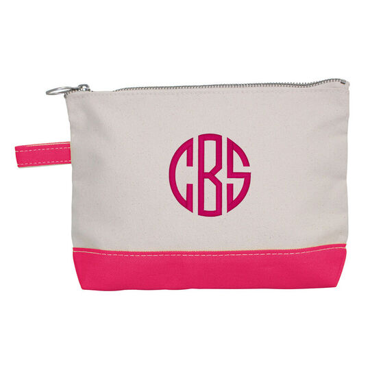 Personalized Pink Trimmed Cosmetic Bag